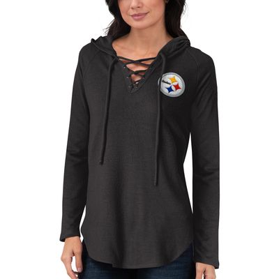 Women's G-III 4Her by Carl Banks Black Pittsburgh Steelers Field Goal Fleece  Full-Zip Jacket