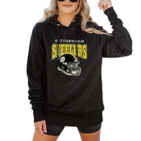 Women's Gameday Couture Black Pittsburgh Steelers All-Over Micro Rhinestone Sparkle Pullover Hooded