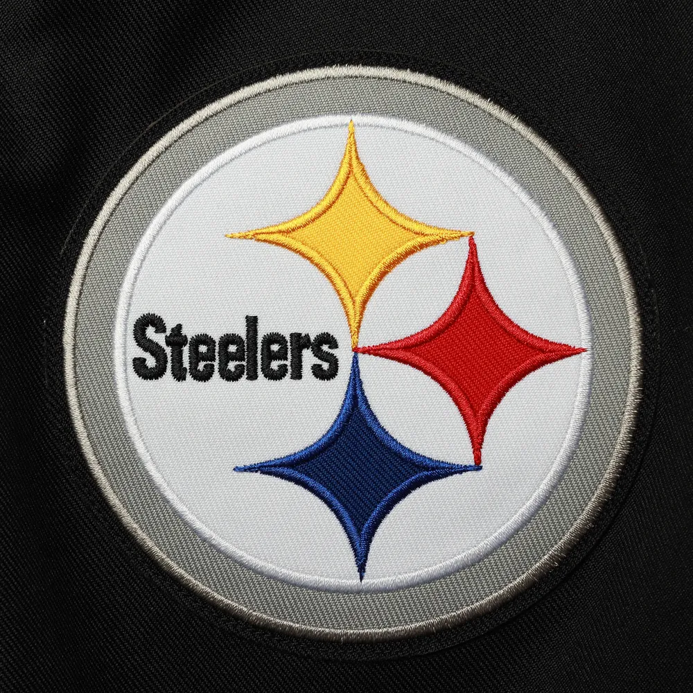 Women's JH Design Black Pittsburgh Steelers Plus Poly Twill Full-Snap Jacket