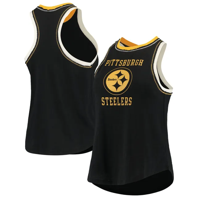 Men's Junk Food Black Pittsburgh Steelers Muscle Tank Top