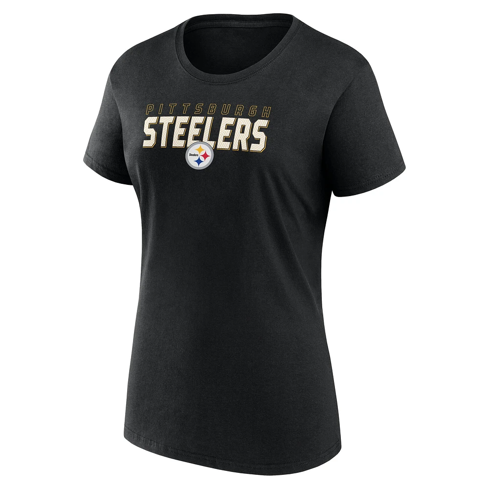 Women's Logo Athletic Black Pittsburgh Steelers Lean T-Shirt