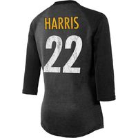 Women's Majestic Threads Najee Harris Black Pittsburgh Steelers Player Name & Number Raglan Tri-Blend 3/4-Sleeve T-Shirt