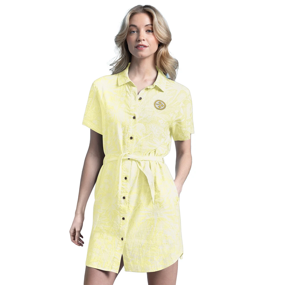 Women's Margaritaville  Yellow Pittsburgh Steelers Palm Linen Dress