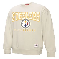 Women's Mitchell & Ness Cream Pittsburgh Steelers Fandom Fleece Pullover Sweatshirt