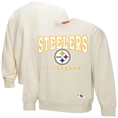 Sweat-shirt en polaire pour femme Mitchell & Ness de couleur crème Pittsburgh Steelers Fandom