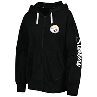 MSX by Michael Strahan pour femme Black Pittsburgh Steelers Emerson Sweat à capuche léger entièrement zippé