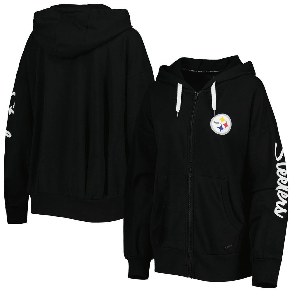 Women's MSX by Michael Strahan  Black Pittsburgh Steelers Emerson Lightweight Full-Zip Hoodie