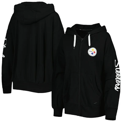 MSX by Michael Strahan pour femme Black Pittsburgh Steelers Emerson Sweat à capuche léger entièrement zippé