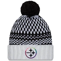 Women's New Era  Black/White Pittsburgh Steelers 2023 NFL Crucial Catch Cuffed Pom Knit Hat