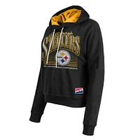 Women's New Era Black Pittsburgh Steelers Boxy Pullover Hoodie