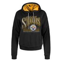 Sweat à capuche boxy noir Pittsburgh Steelers pour femme New Era