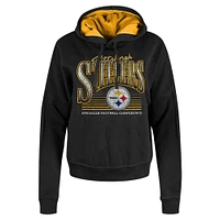 Sweat à capuche boxy noir Pittsburgh Steelers pour femme New Era