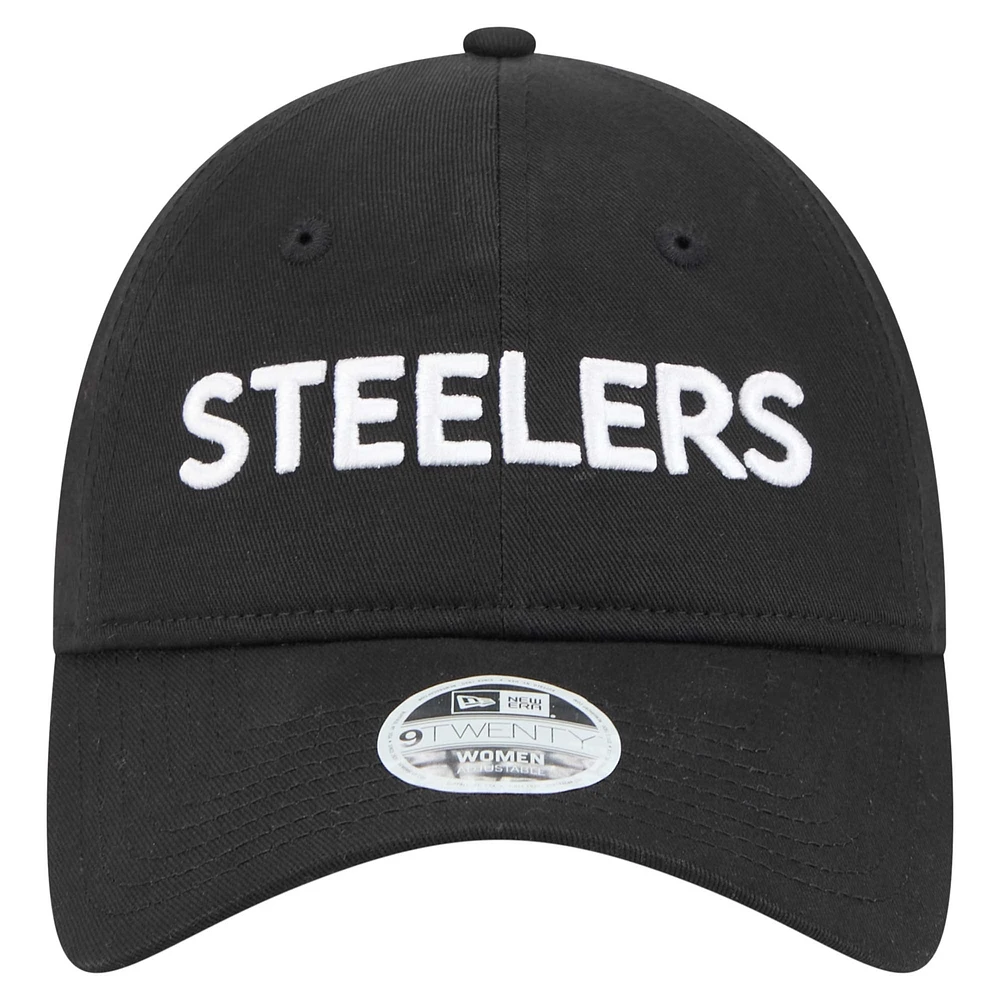 Casquette ajustable Cece 9TWENTY noire des Pittsburgh Steelers de New Era pour femme