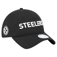 Casquette ajustable Cece 9TWENTY noire des Pittsburgh Steelers de New Era pour femme