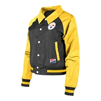 Blouson raglan à boutons-pression New Era Pittsburgh Steelers Coaches noir pour femme