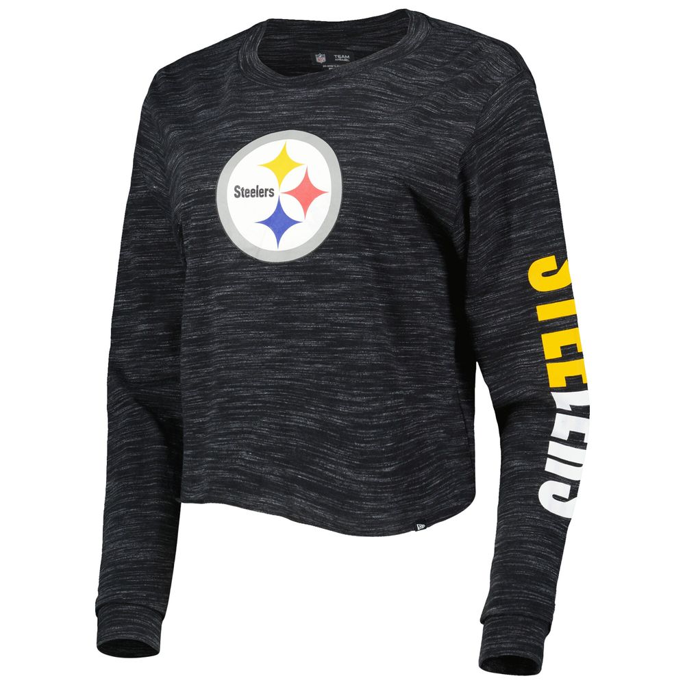 Women's New Era Black Pittsburgh Steelers Crop Long Sleeve T-Shirt