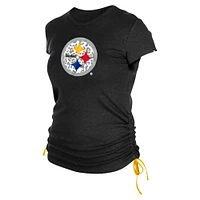 T-shirt froncé sur le côté des Pittsburgh Steelers New Era pour femme noir