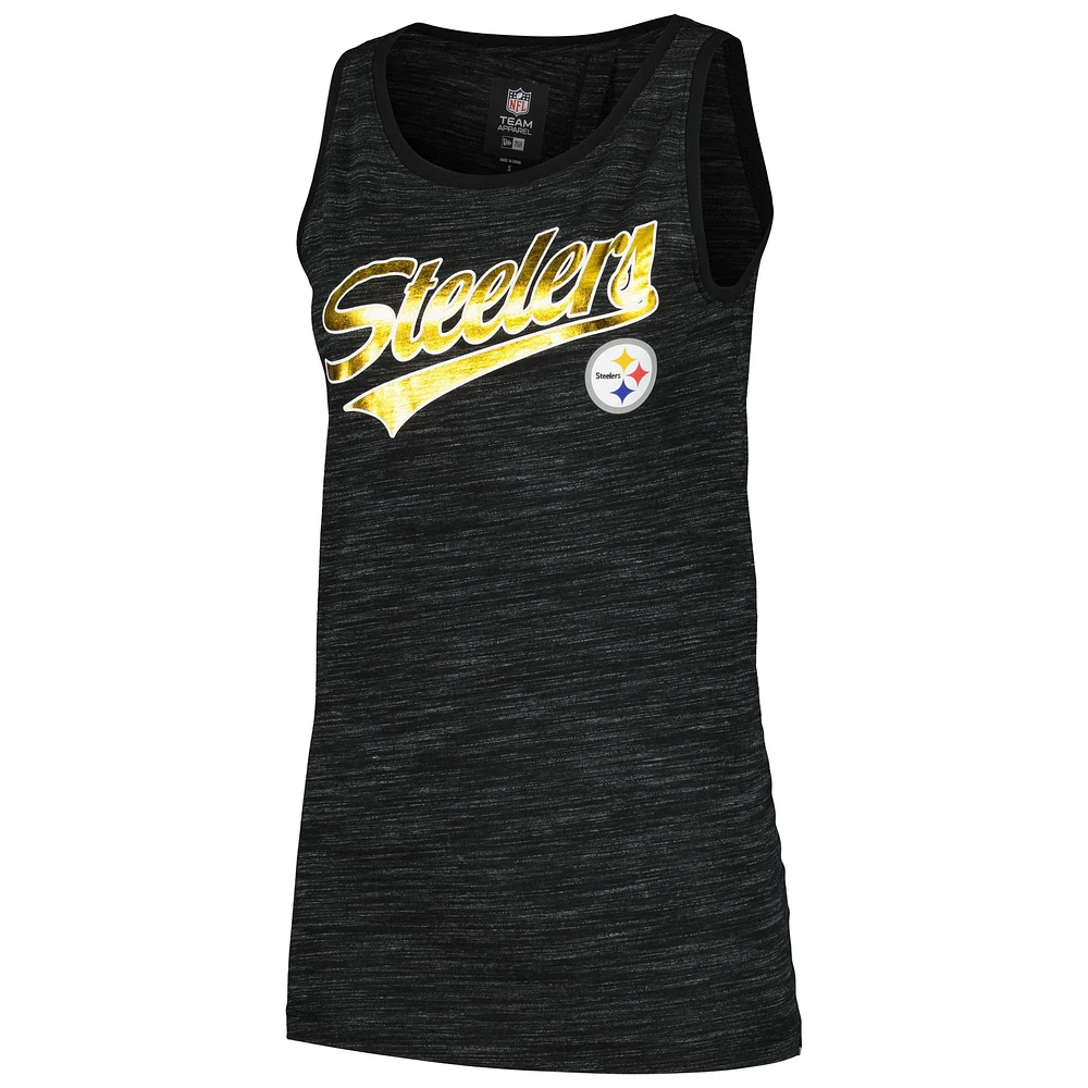 Women's New Era  Black Pittsburgh Steelers Space Dye Active Tank Top