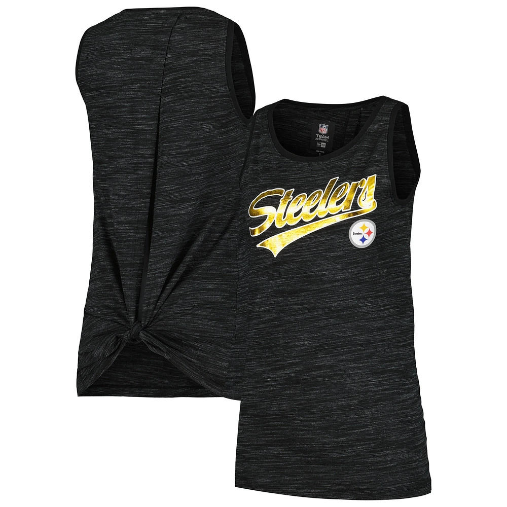 Women's New Era  Black Pittsburgh Steelers Space Dye Active Tank Top