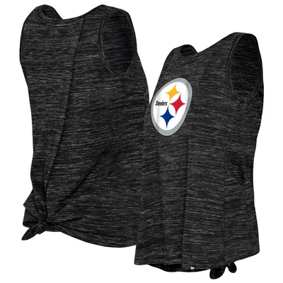 Pittsburgh Steelers New Era Women's Space Dye Tie-Back Tank Top - Black