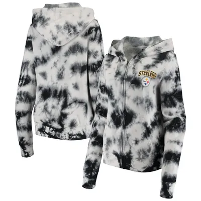 Pittsburgh Steelers New Era Women's Tie Dye Fleece Full-Zip Hoodie - Black