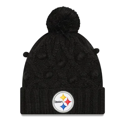 Bonnet en tricot Toasty à revers avec pompon des Pittsburgh Steelers New Era pour femme