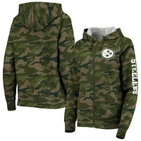 Women's New Era Camo Pittsburgh Steelers Raglan Full-Zip Hoodie
