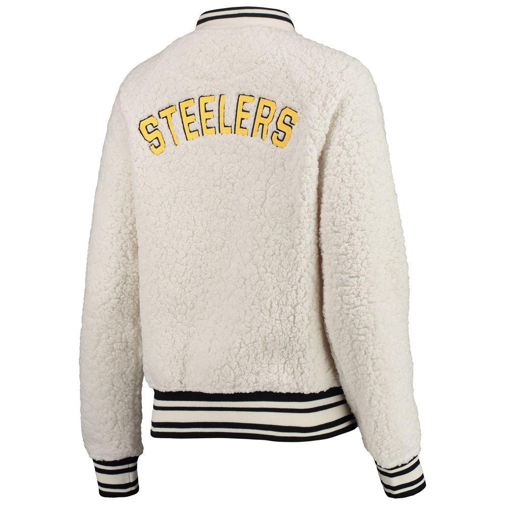 New Era Women's Cream Pittsburgh Steelers Sherpa Full-Zip Jacket