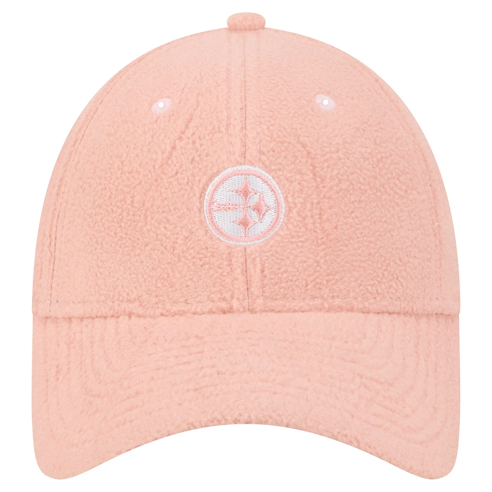 Women's New Era Light Pink Pittsburgh Steelers Cozy Sherpa 9FORTY Adjustable Hat