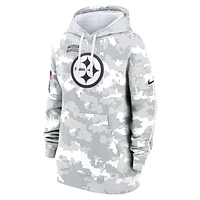 Women's Nike Arctic Camo Pittsburgh Steelers 2024 Salute To Service Club Fleece Oversized Pullover Hoodie