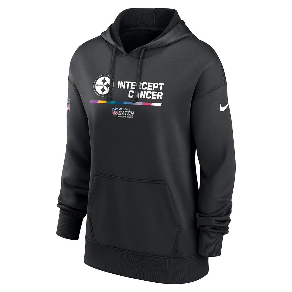 Women's Nike Black Pittsburgh Steelers 2022 NFL Crucial Catch - Therma Performance Pullover Hoodie