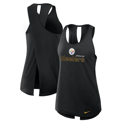 Débardeur Nike Performance noir Pittsburgh Steelers Crossback pour femme