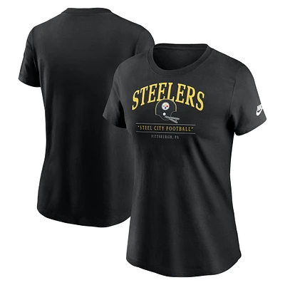 T-shirt Nike noir pour femme avec logo local des Pittsburgh Steelers