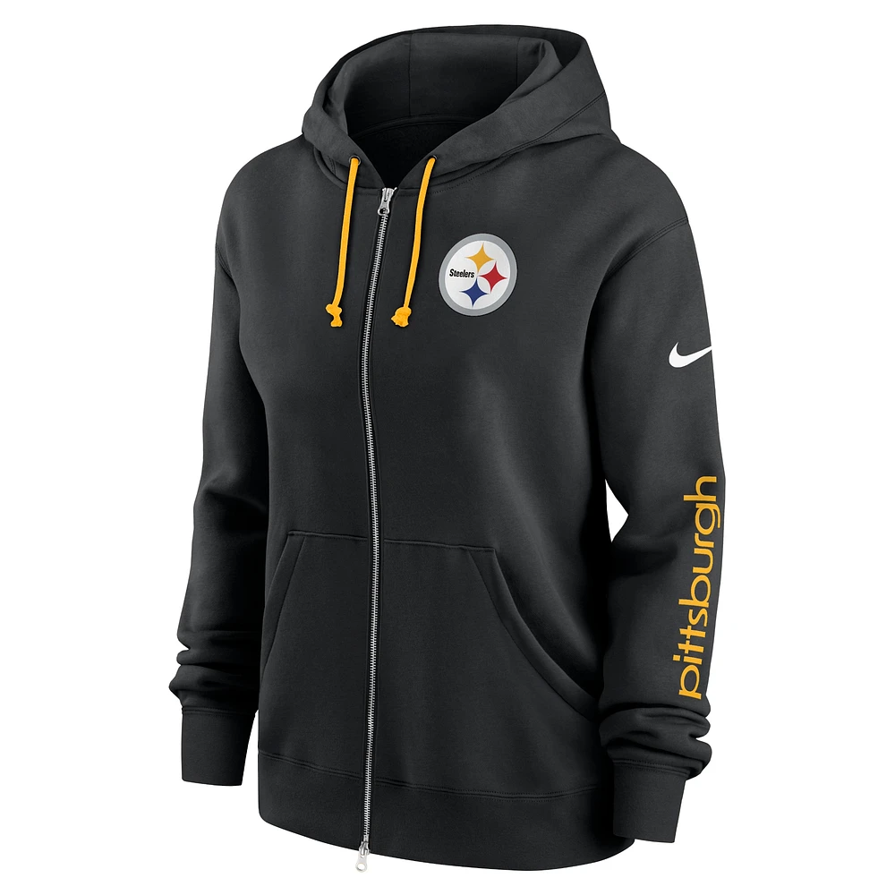 Women's Nike Black Pittsburgh Steelers Phoenix Full-Zip Hoodie