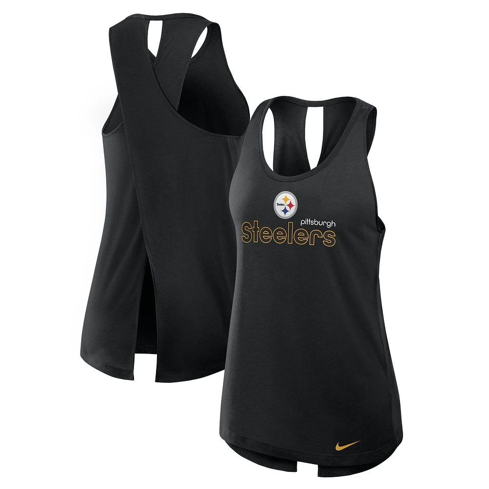 Débardeur performant taille plus Nike Pittsburgh Steelers noir pour femme