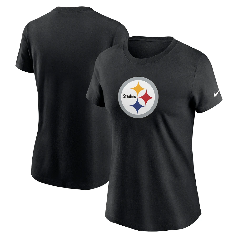 T-shirt Nike noir avec logo principal des Pittsburgh Steelers pour femme