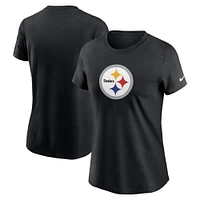 T-shirt Nike noir avec logo principal des Pittsburgh Steelers pour femme