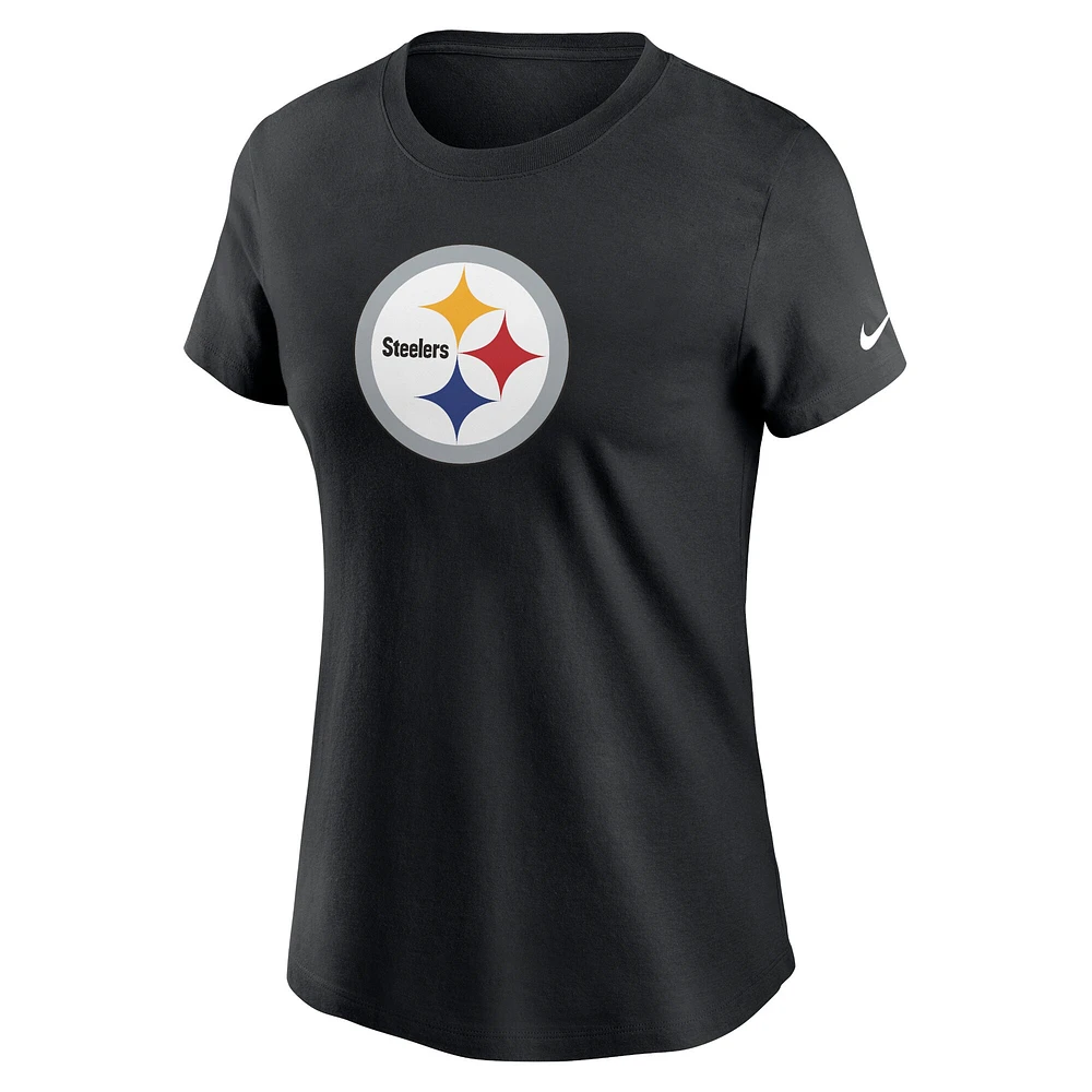 T-shirt Nike noir avec logo principal des Pittsburgh Steelers pour femme