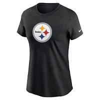 T-shirt Nike noir avec logo principal des Pittsburgh Steelers pour femme