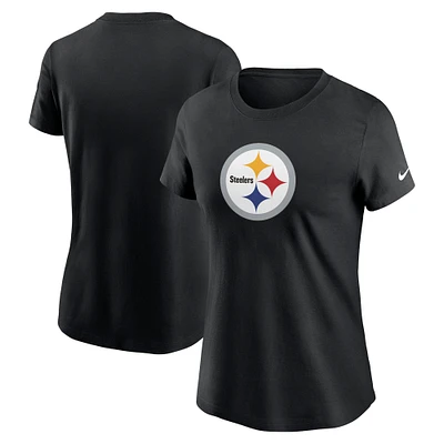 T-shirt Nike noir avec logo principal des Pittsburgh Steelers pour femme