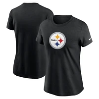 T-shirt Nike noir avec logo principal des Pittsburgh Steelers pour femme