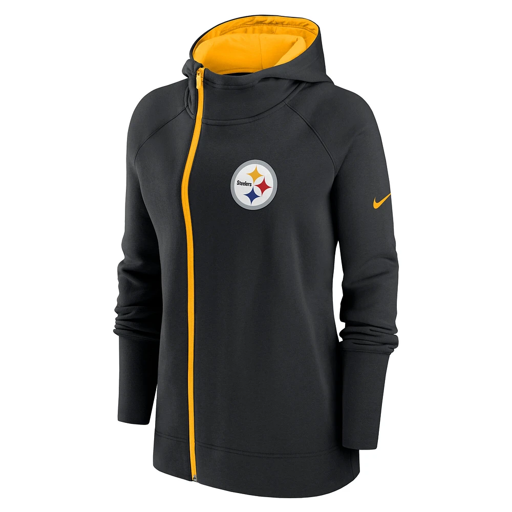 Women's Nike Black Pittsburgh Steelers Primetime Raglan Sleeve Full-Zip Hoodie