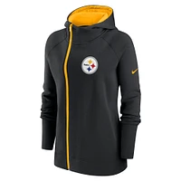 Women's Nike Black Pittsburgh Steelers Primetime Raglan Sleeve Full-Zip Hoodie