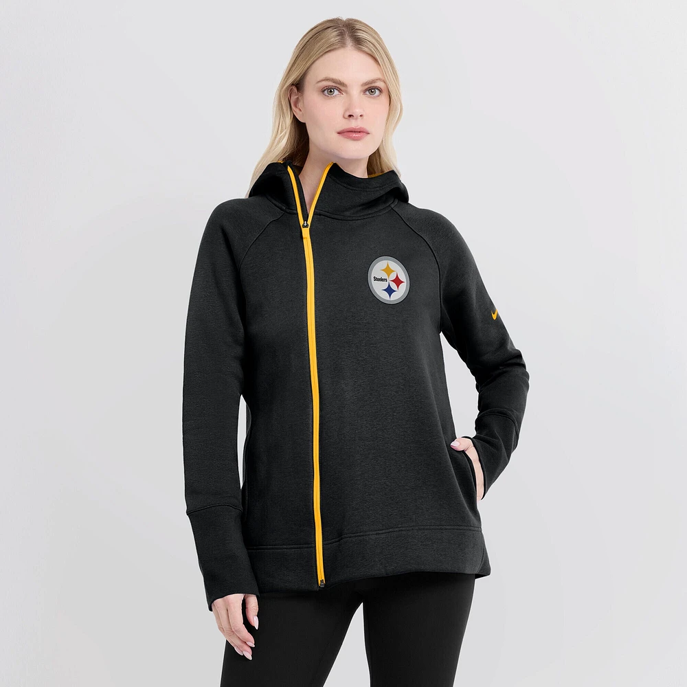 Women's Nike Black Pittsburgh Steelers Primetime Raglan Sleeve Full-Zip Hoodie