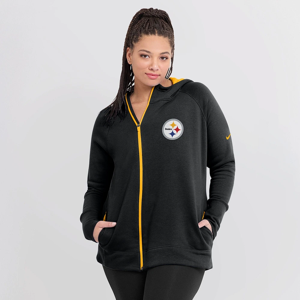 Women's Nike Black Pittsburgh Steelers Primetime Raglan Sleeve Full-Zip Hoodie