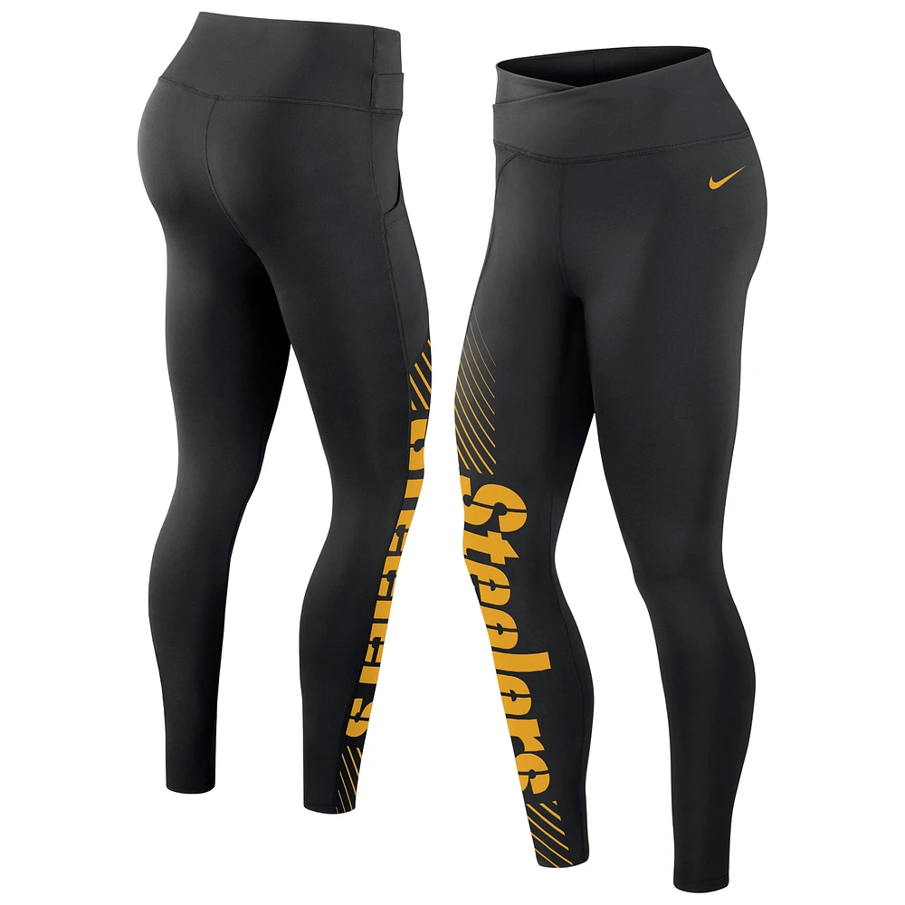 Women's Nike Black Pittsburgh Steelers Primetime Yard Line Leggings