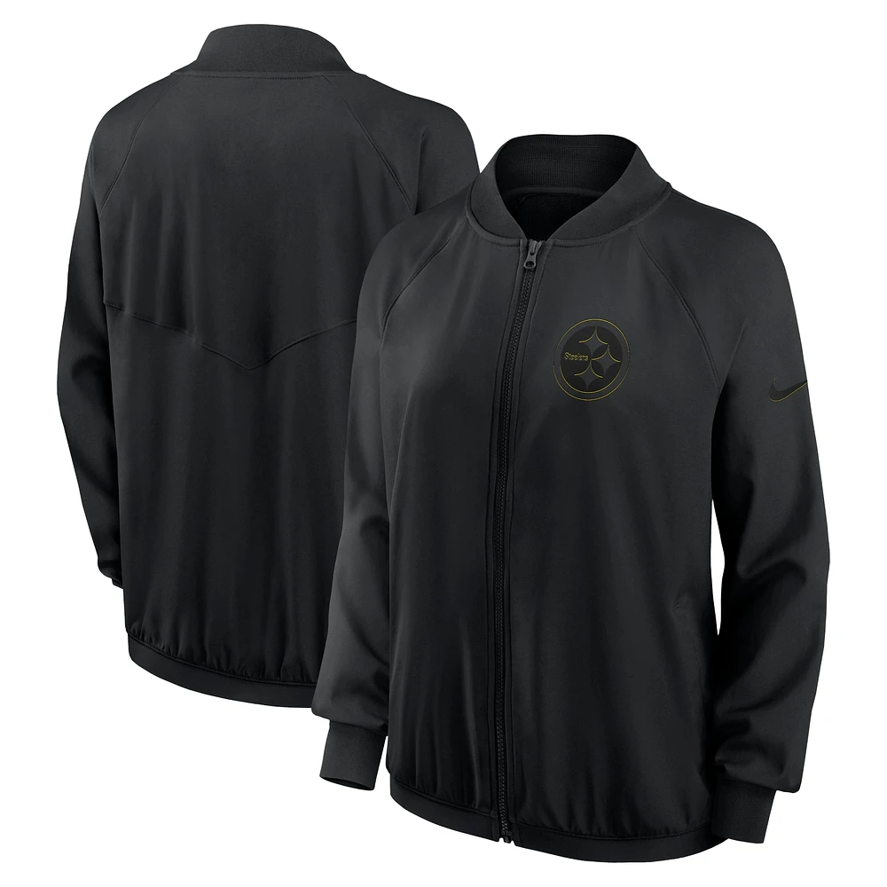 Women's Nike Black Pittsburgh Steelers Raglan Full-Zip Jacket