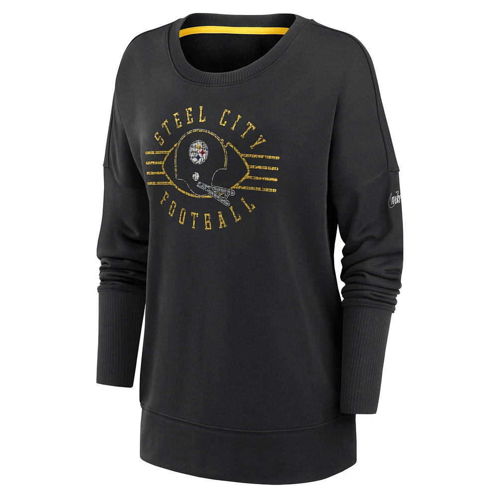 Women's Nike Black Pittsburgh Steelers Rewind Playback Icon Performance Pullover Sweatshirt