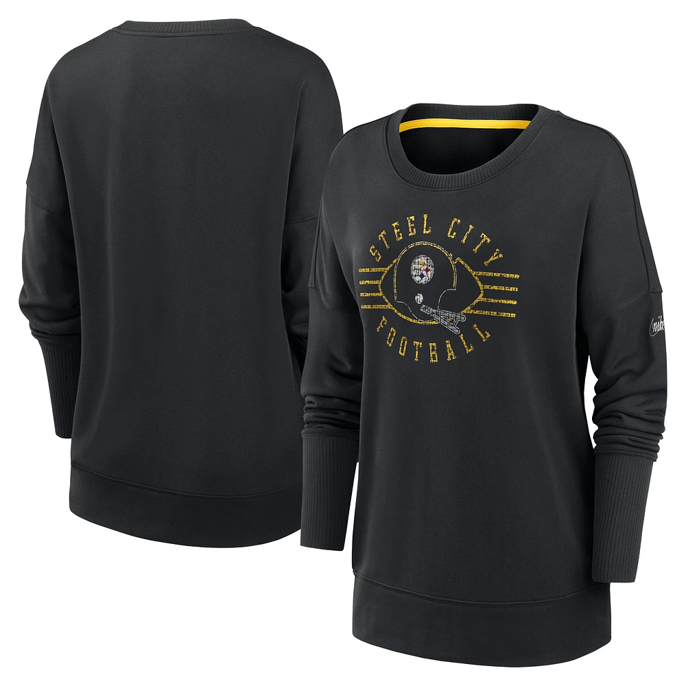 Sweat-shirt à enfiler Nike noir Pittsburgh Steelers Rewind Playback Icon Performance pour femme