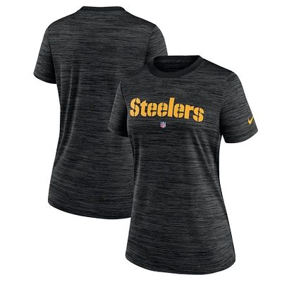 T-shirt Nike Pittsburgh Steelers Sideline Velocity Performance pour femme, noir